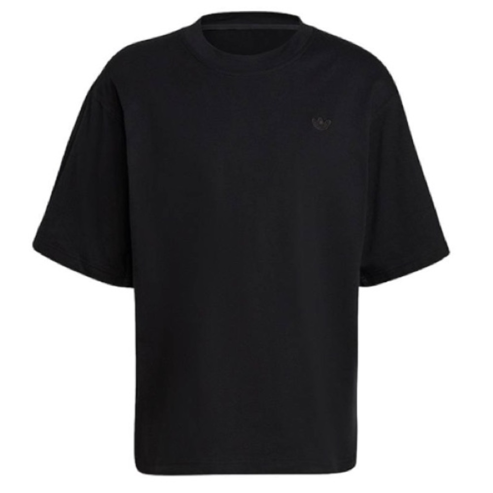 Adidas originals Solid Color Logo Round Neck Pullover Short Sleeve Black H23136